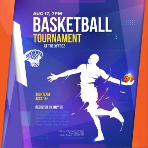 Purple-flyer-with-basketball-player-silhouette-for-tournament